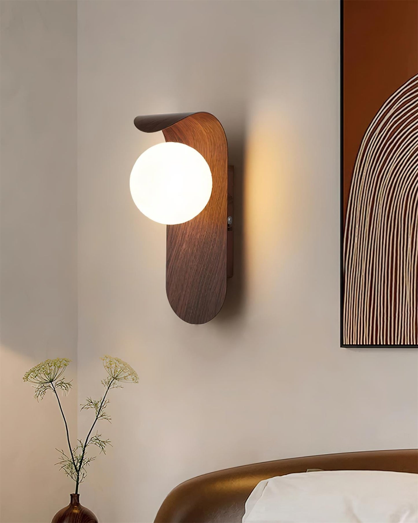 Applique Murale Design, Globe Givré, Bois & Métal, G9