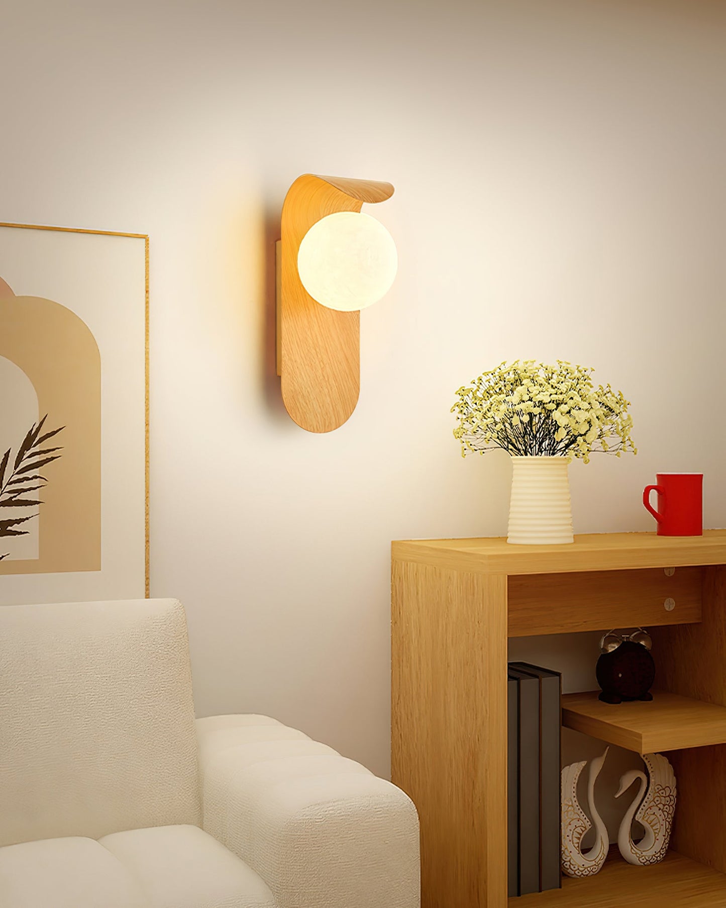 Applique Murale Design, Globe Givré, Bois & Métal, G9