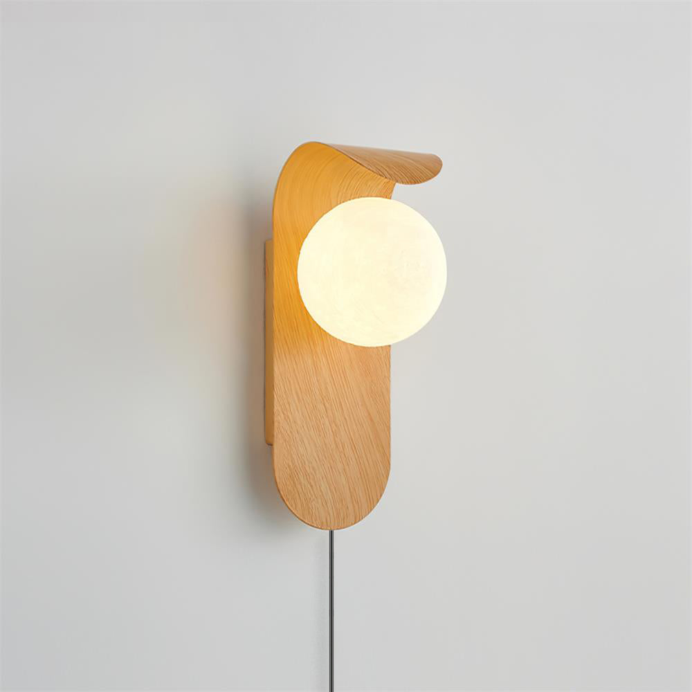Applique Murale Design, Globe Givré, Bois & Métal, G9