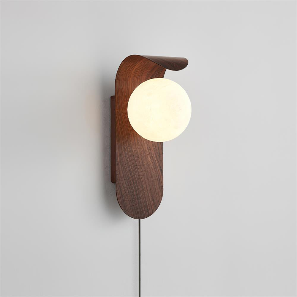 Applique Murale Design, Globe Givré, Bois & Métal, G9
