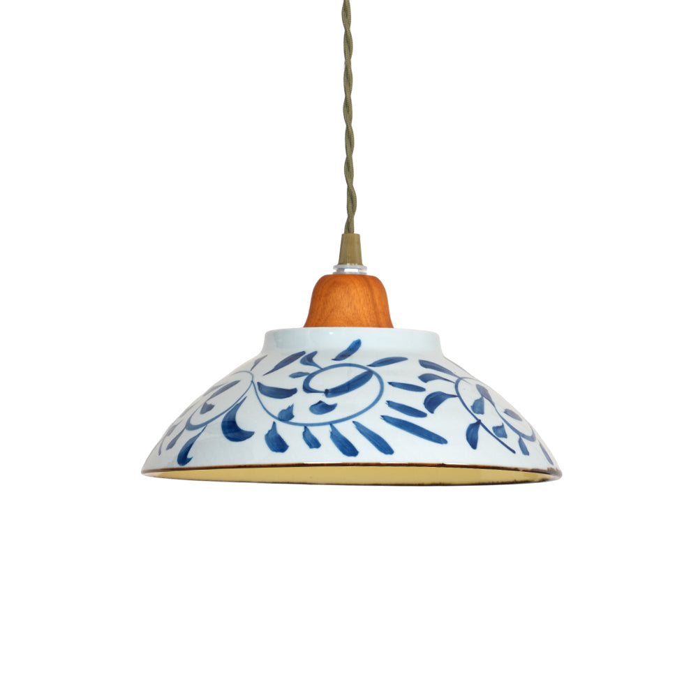 Suspension en Céramique Campbell – Élégance Vintage et Motif Bleu Distinctif