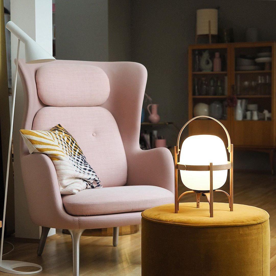 Lampe Nomade en Verre et Bois, Style Lanterne