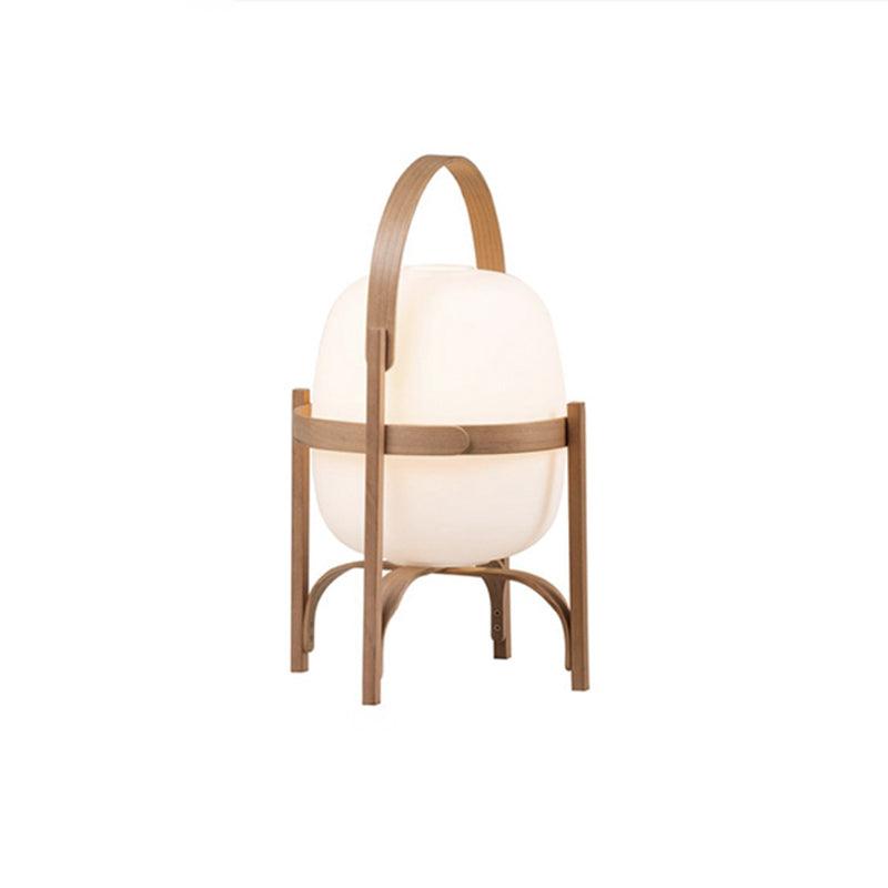 Lampe Nomade en Verre et Bois, Style Lanterne