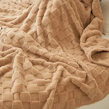 Plaid Polaire à Carreaux Doux et Chaud, Polyester