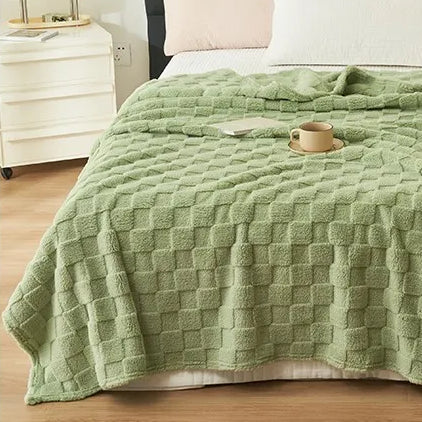 Plaid Polaire à Carreaux Doux et Chaud, Polyester