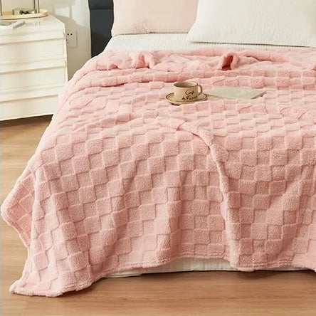 Plaid Polaire à Carreaux Doux et Chaud, Polyester