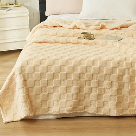 Plaid Polaire à Carreaux Doux et Chaud, Polyester