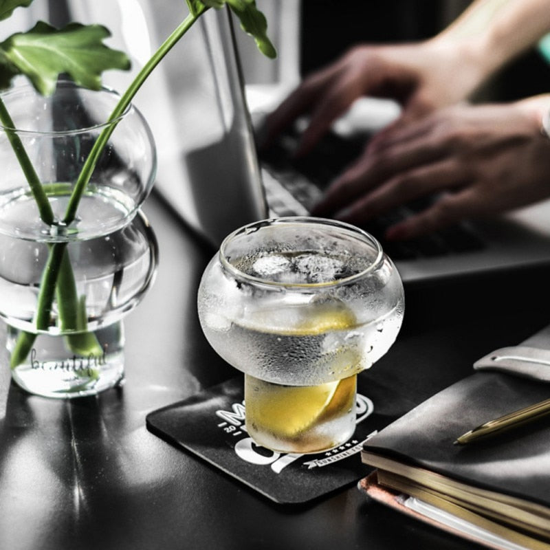 Verre à Cocktail Design Clear Droplet – Verre Soufflé Polyvalent pour Boissons ou Fleurs