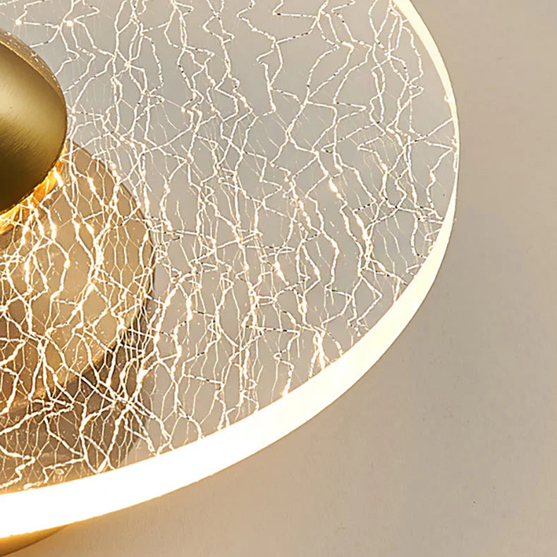 Plafonnier LED Moderne Rond, Acrylique Doré, 10W