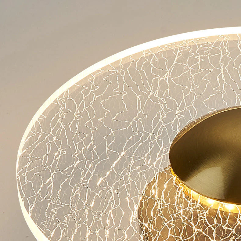 Plafonnier LED Moderne Rond, Acrylique Doré, 10W