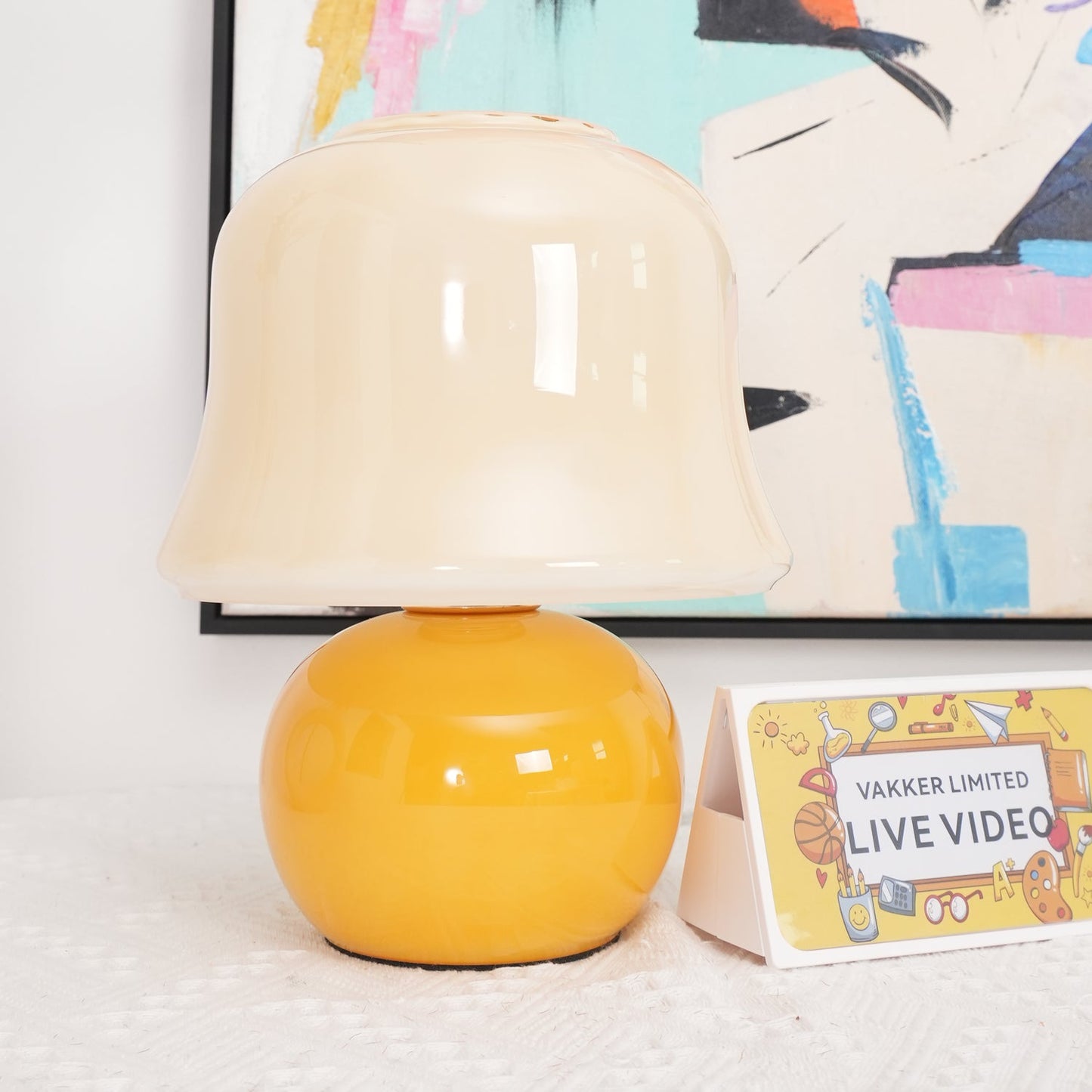Lampe Champignon en Verre Émail Design Italien