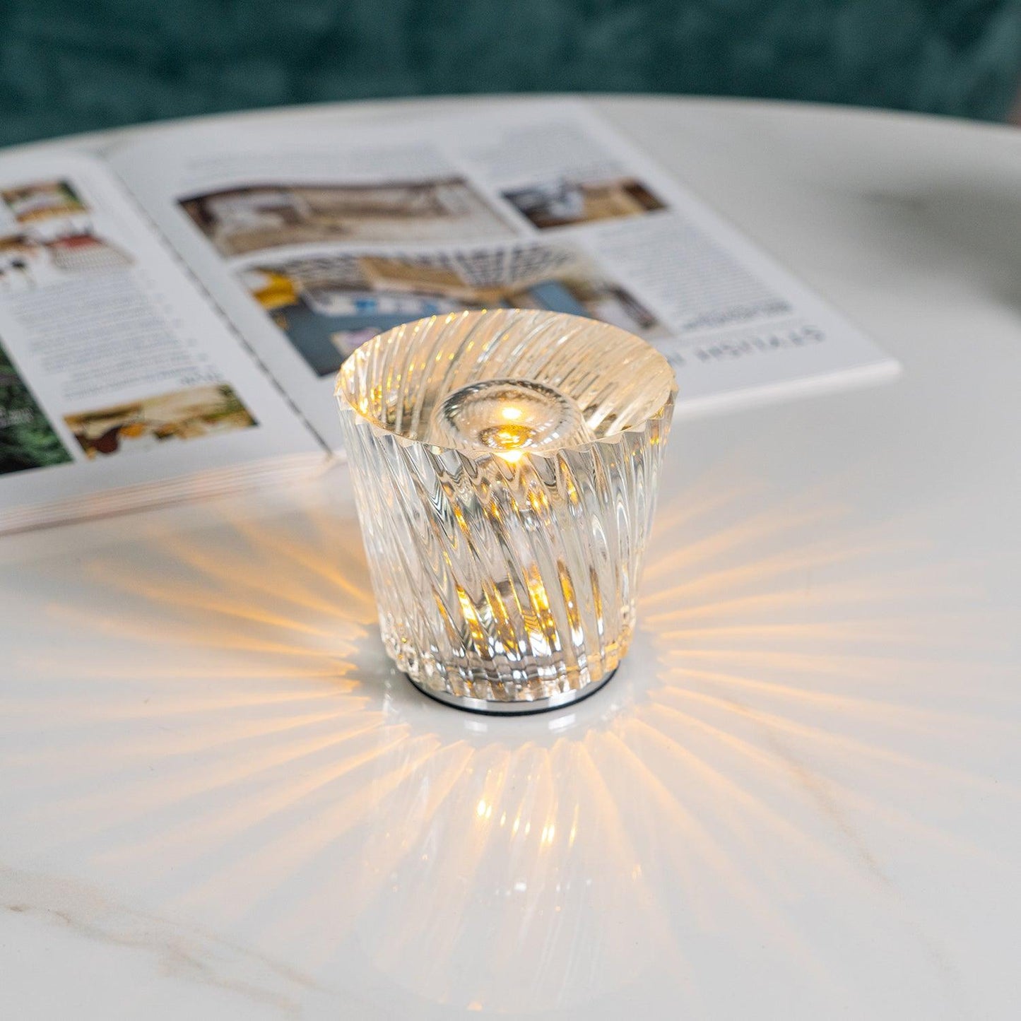 Lampe Cristal LED Rechargeable, Sans Fil, 3000K, Ø8cm