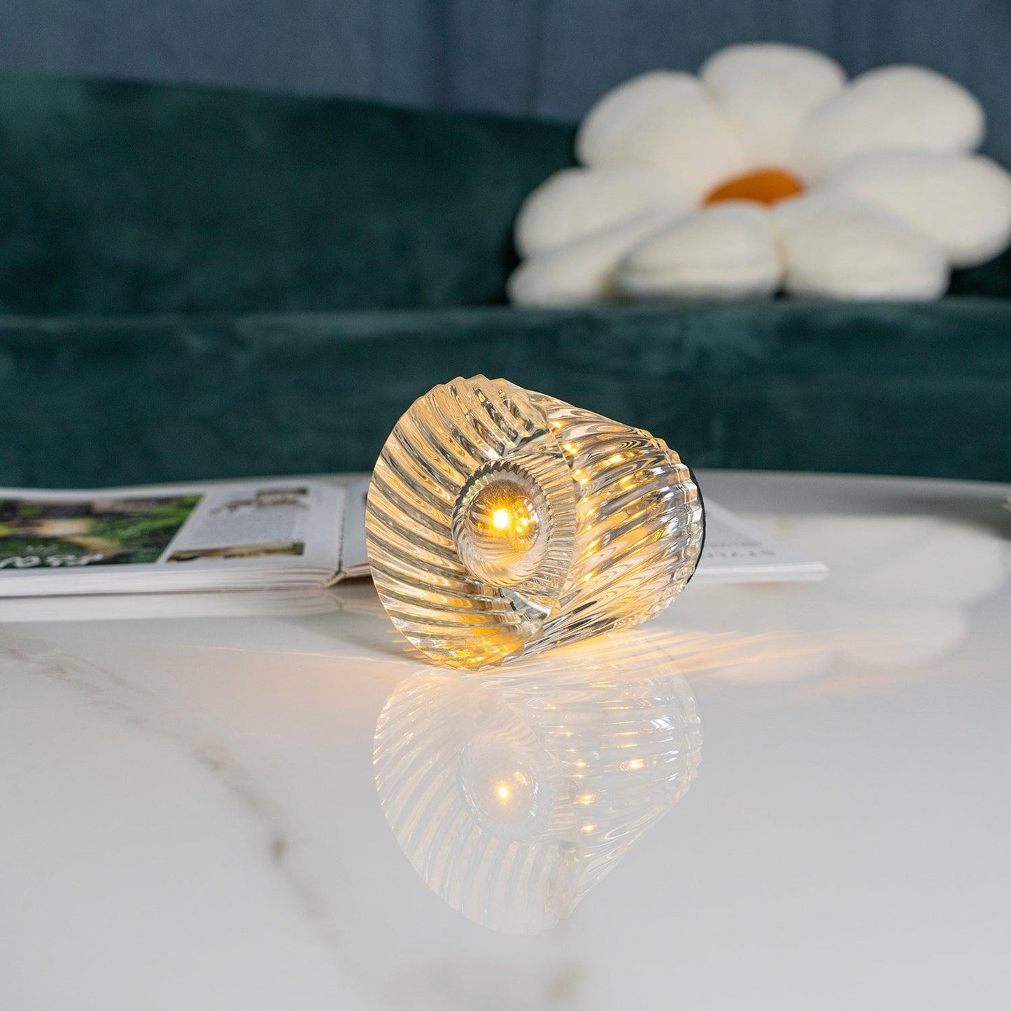 Lampe Cristal LED Rechargeable, Sans Fil, 3000K, Ø8cm