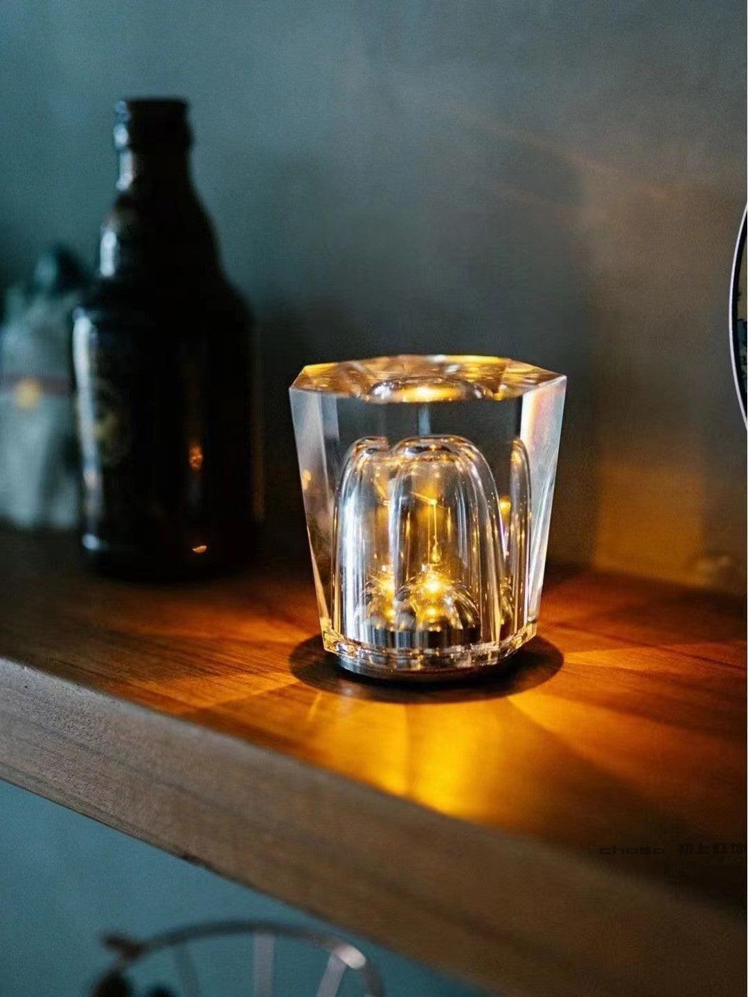 Lampe Cristal LED Rechargeable, Sans Fil, 3000K, Ø8cm