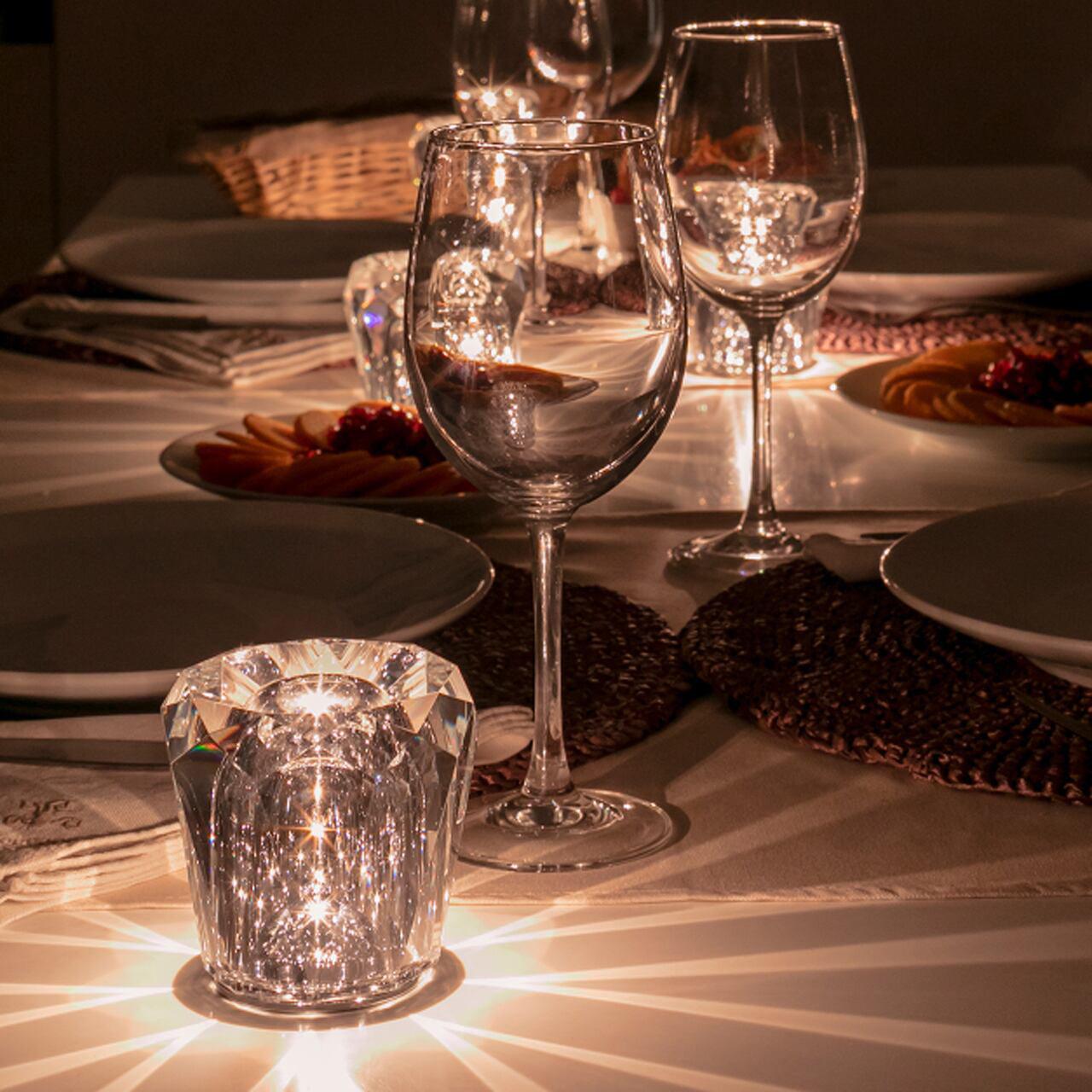Lampe Cristal LED Rechargeable, Sans Fil, 3000K, Ø8cm