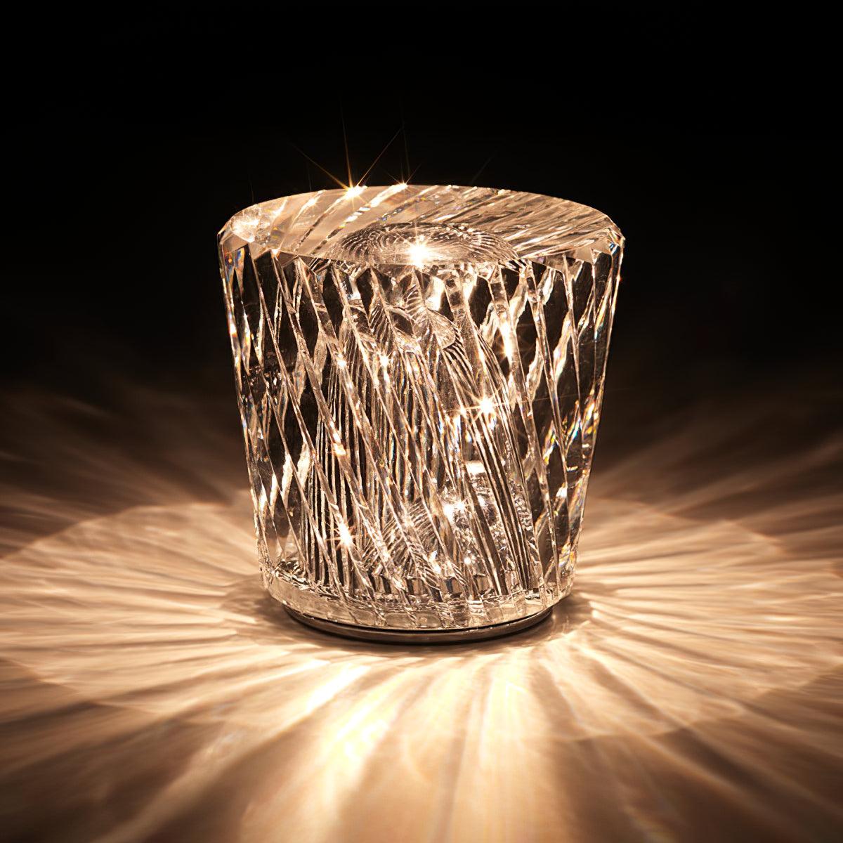 Lampe Cristal LED Rechargeable, Sans Fil, 3000K, Ø8cm