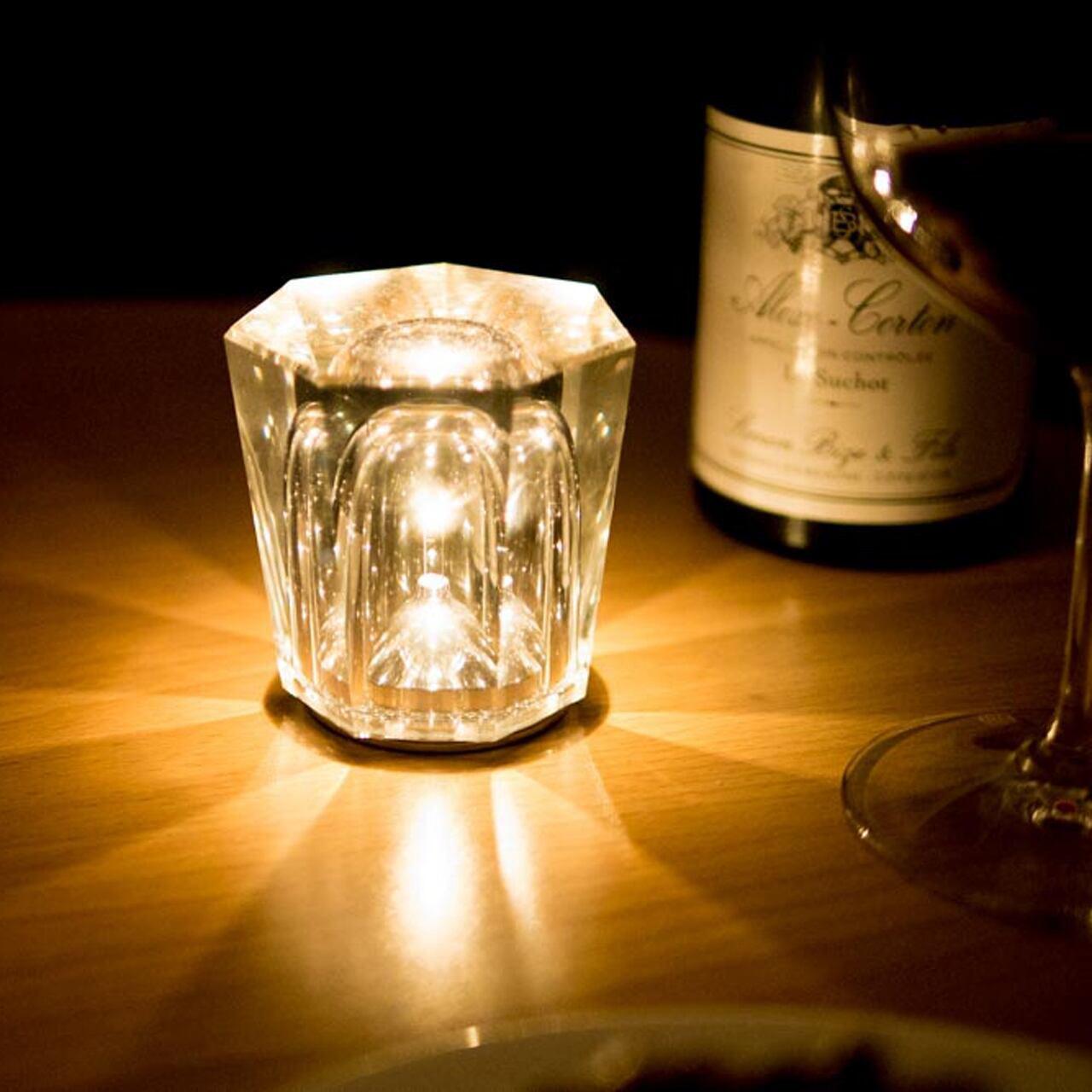 Lampe Cristal LED Rechargeable, Sans Fil, 3000K, Ø8cm