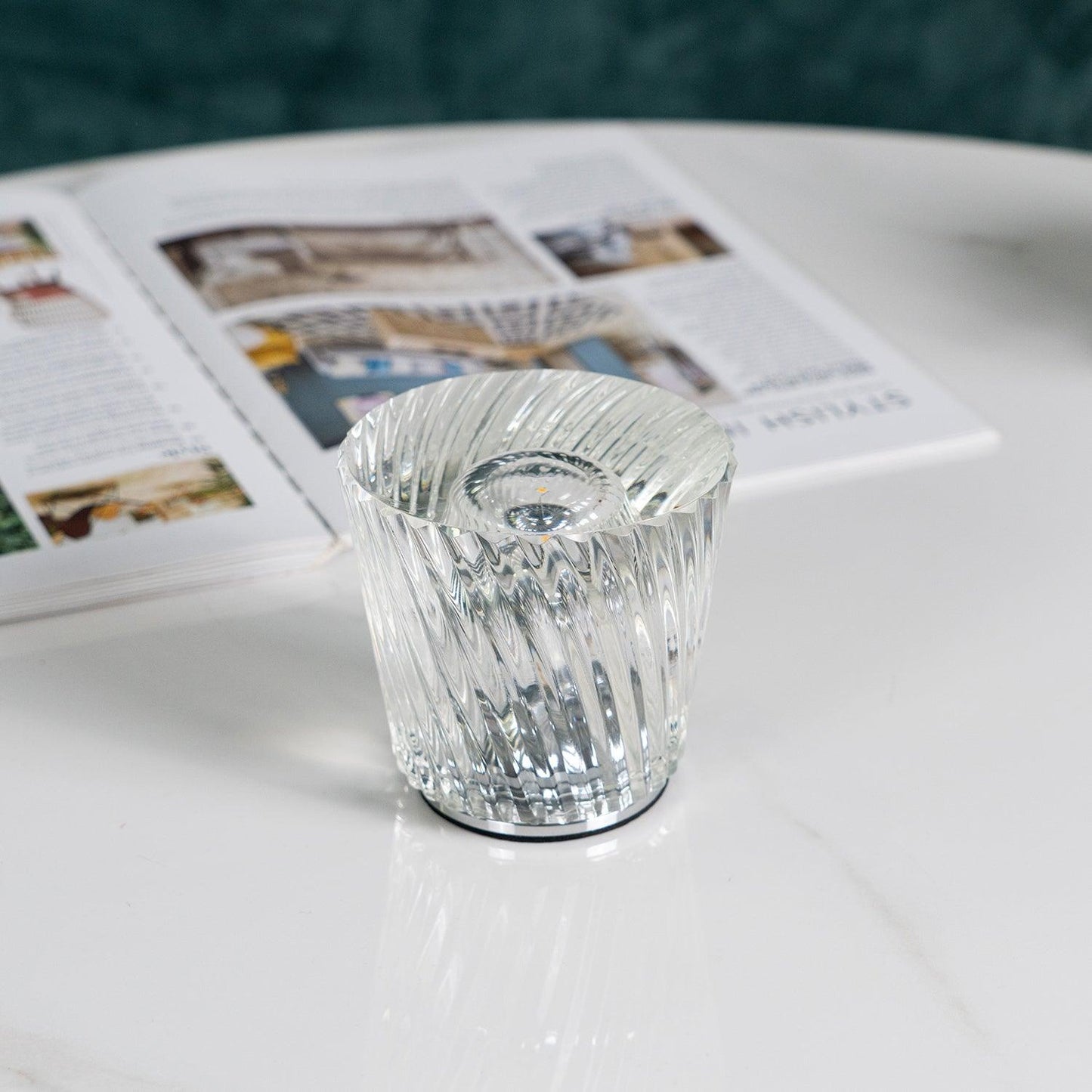 Lampe Cristal LED Rechargeable, Sans Fil, 3000K, Ø8cm