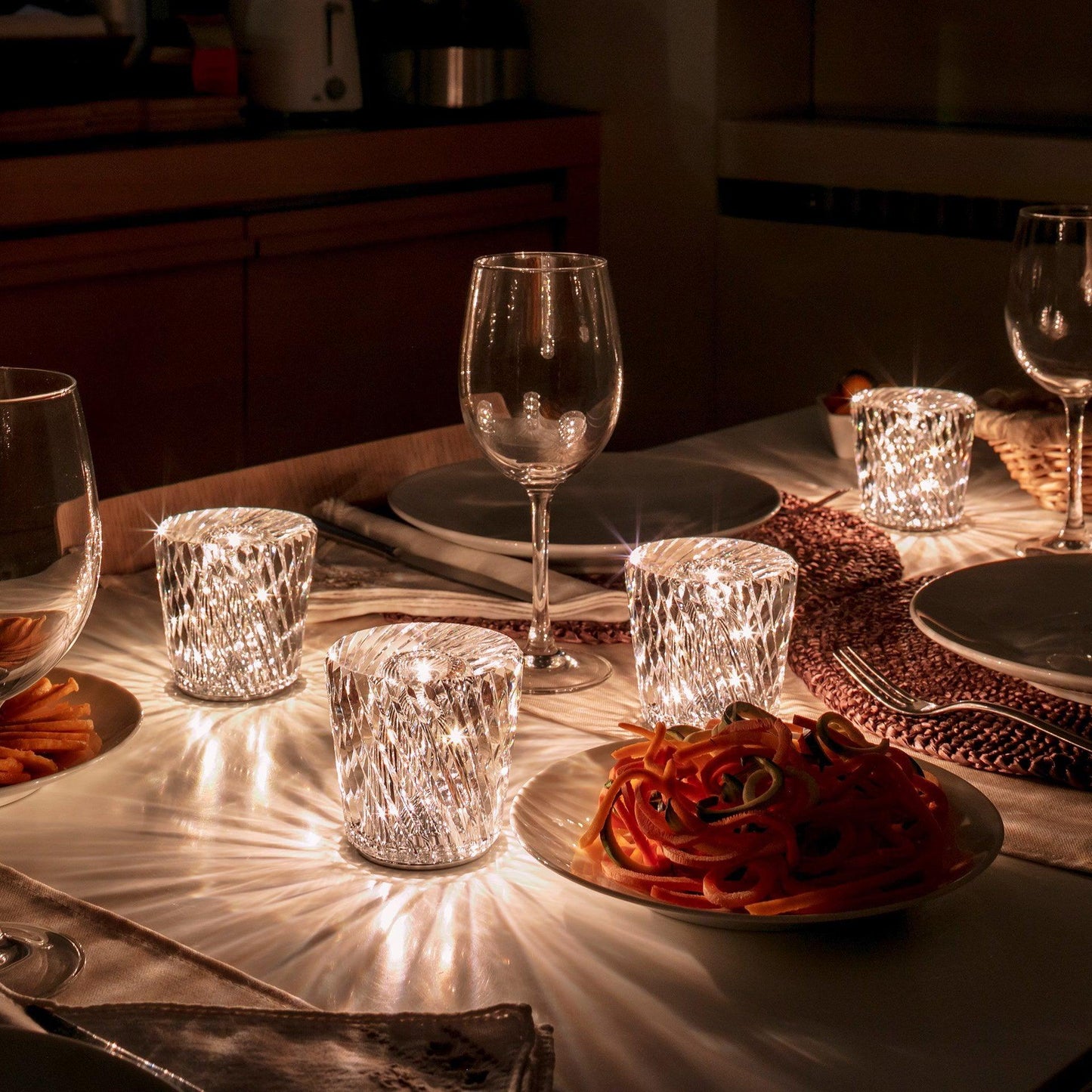 Lampe Cristal LED Rechargeable, Sans Fil, 3000K, Ø8cm