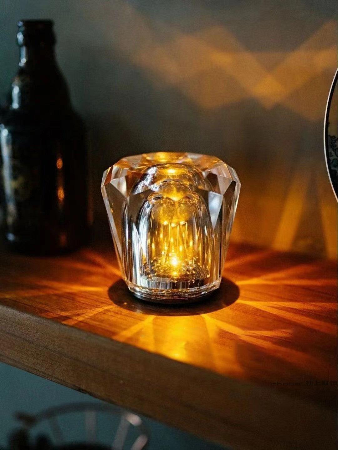 Lampe Cristal LED Rechargeable, Sans Fil, 3000K, Ø8cm