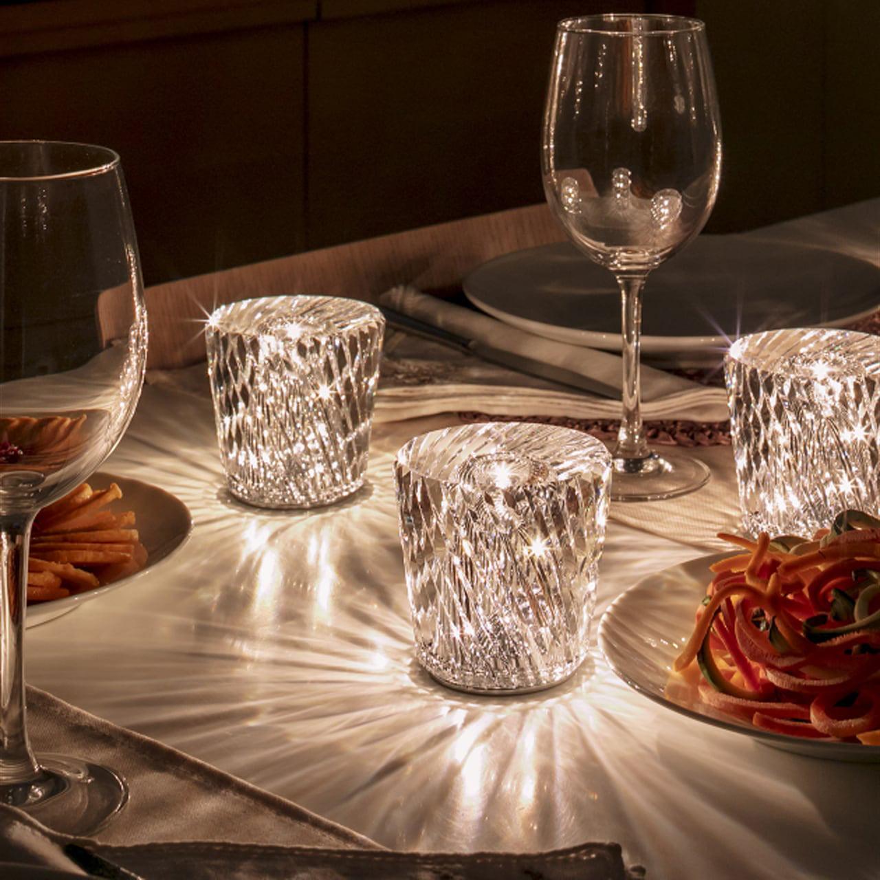 Lampe Cristal LED Rechargeable, Sans Fil, 3000K, Ø8cm