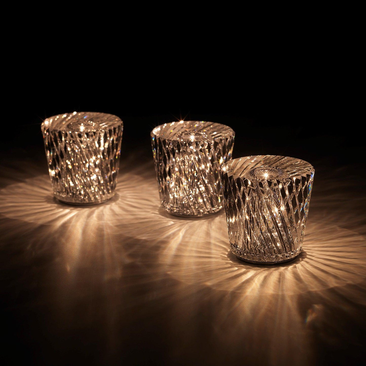 Lampe Cristal LED Rechargeable, Sans Fil, 3000K, Ø8cm
