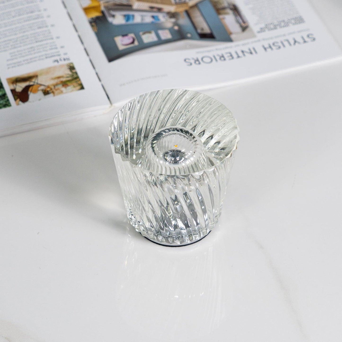 Lampe Cristal LED Rechargeable, Sans Fil, 3000K, Ø8cm