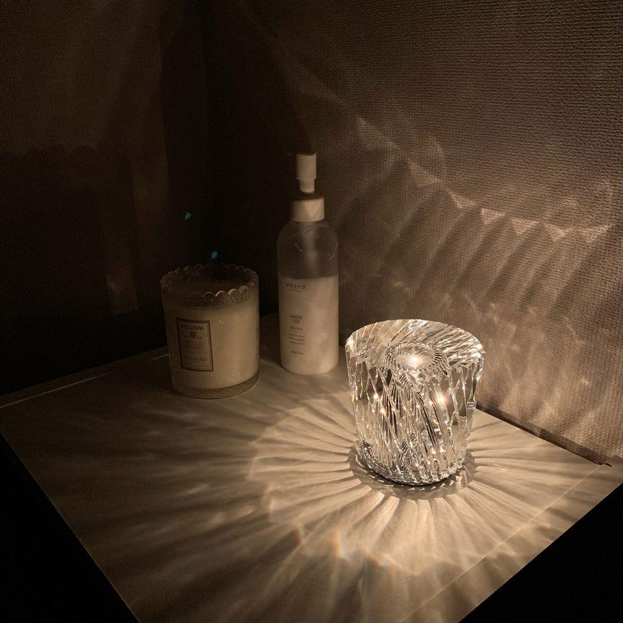 Lampe Cristal LED Rechargeable, Sans Fil, 3000K, Ø8cm