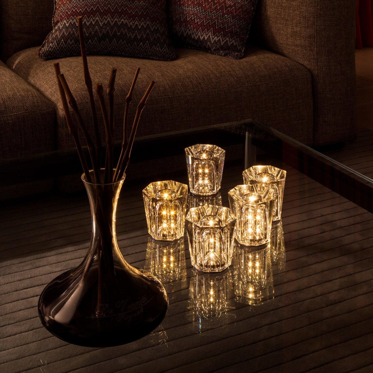Lampe Cristal LED Rechargeable, Sans Fil, 3000K, Ø8cm