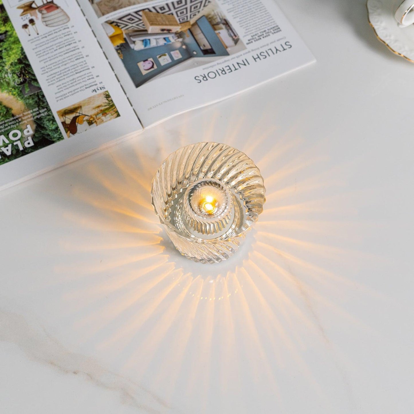 Lampe Cristal LED Rechargeable, Sans Fil, 3000K, Ø8cm