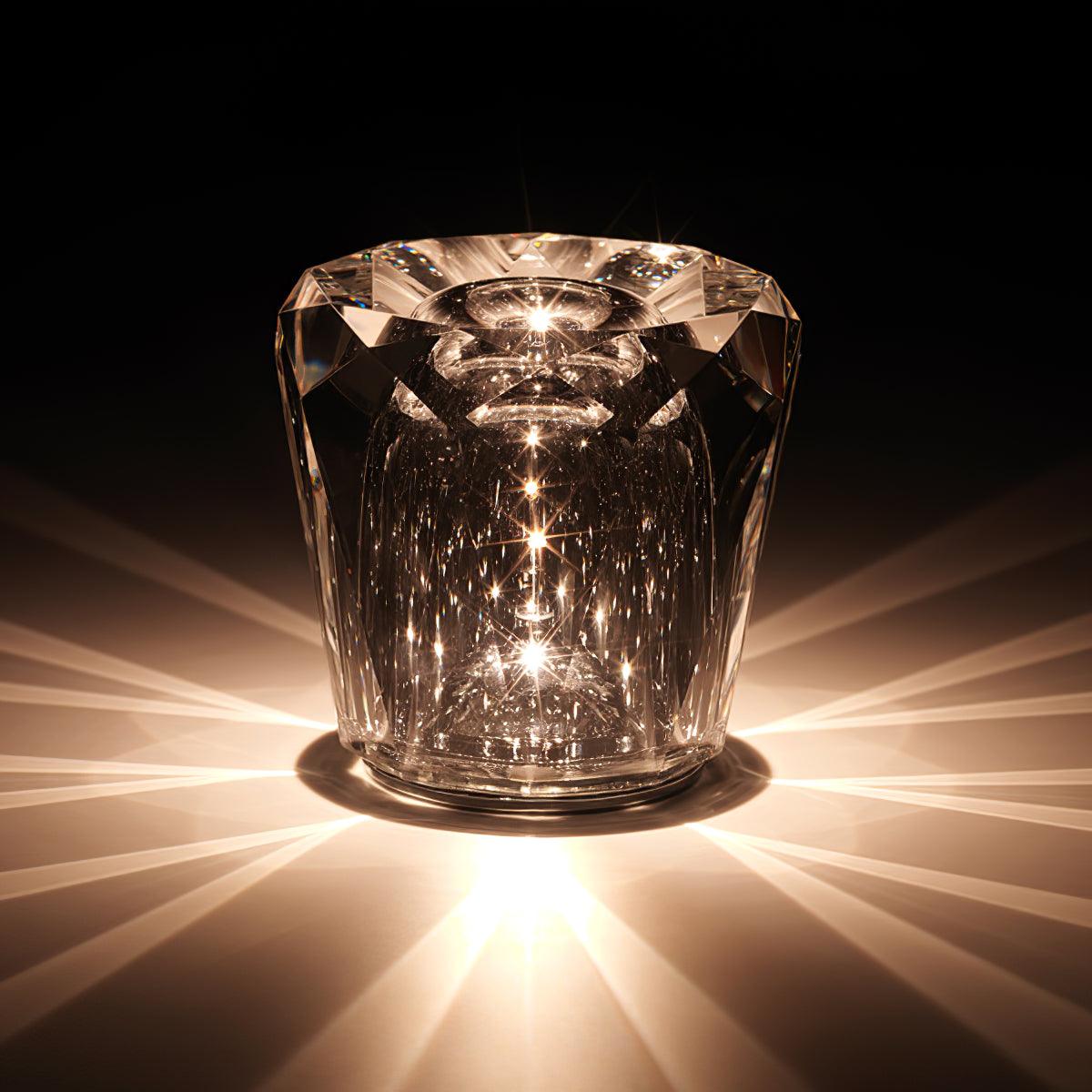 Lampe Cristal LED Rechargeable, Sans Fil, 3000K, Ø8cm