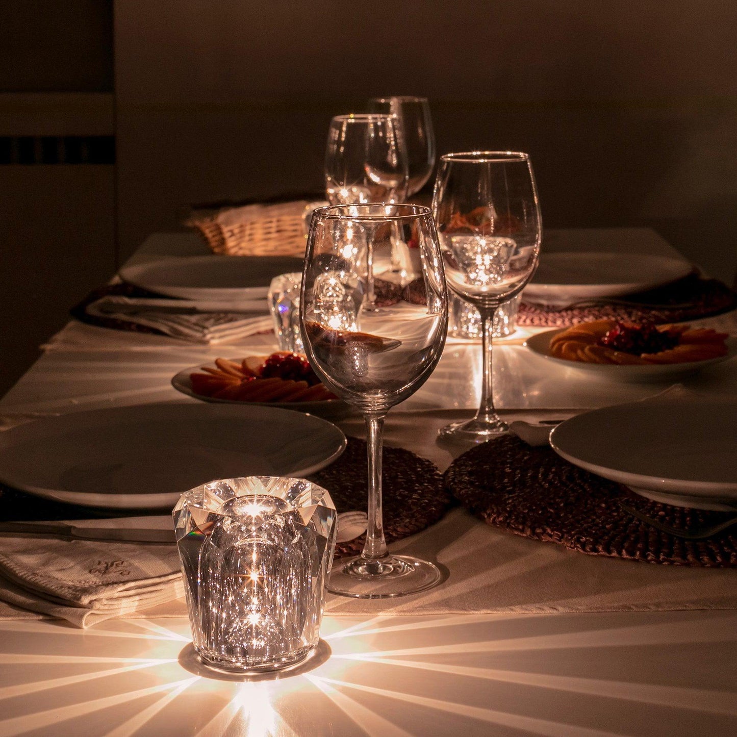 Lampe Cristal LED Rechargeable, Sans Fil, 3000K, Ø8cm