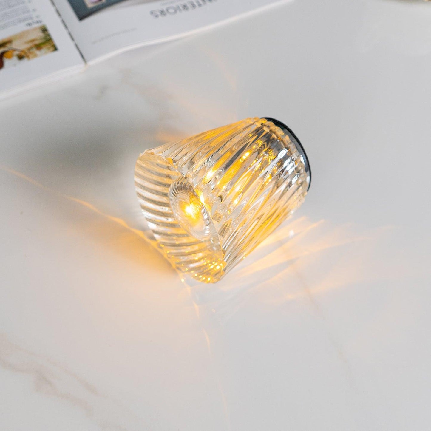 Lampe Cristal LED Rechargeable, Sans Fil, 3000K, Ø8cm