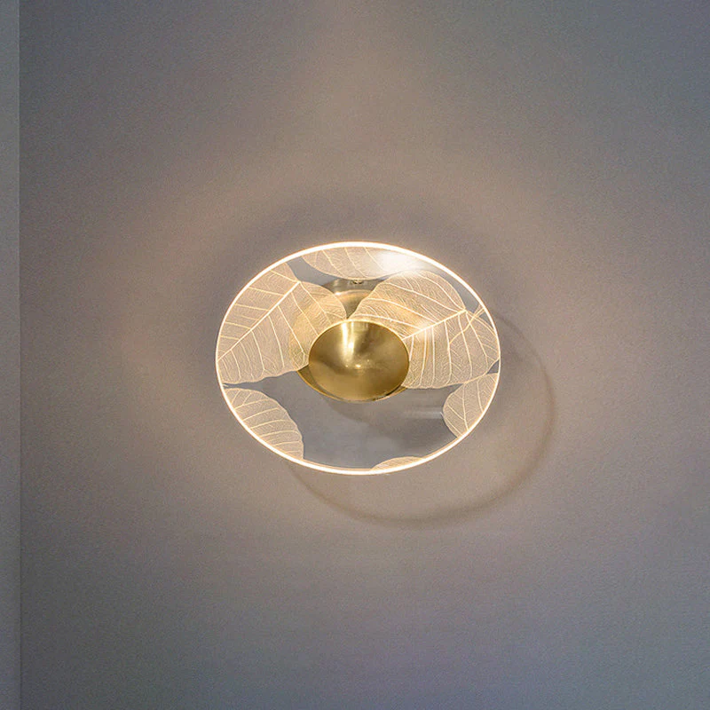 Plafonnier LED Moderne Rond, Acrylique Doré, 10W