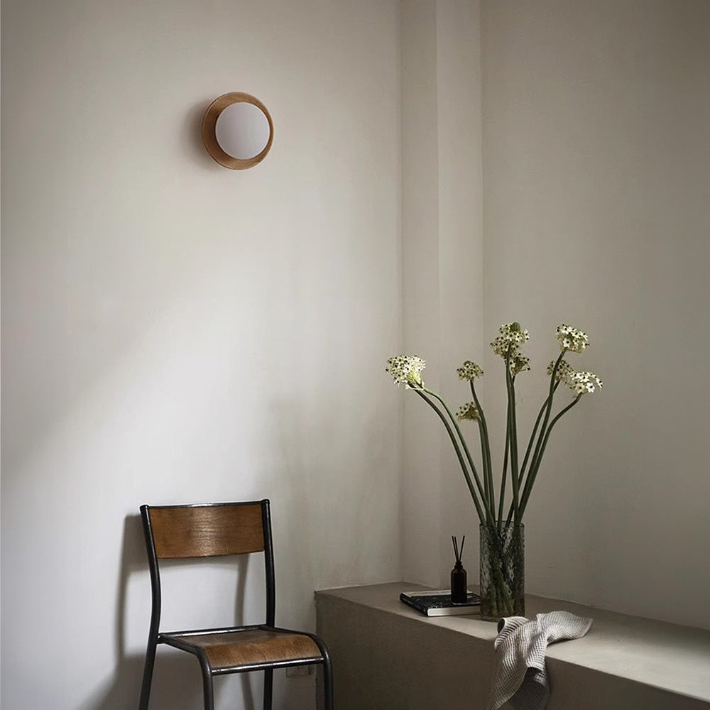 Lampe Murale Simple en Bois Naturel Blanc