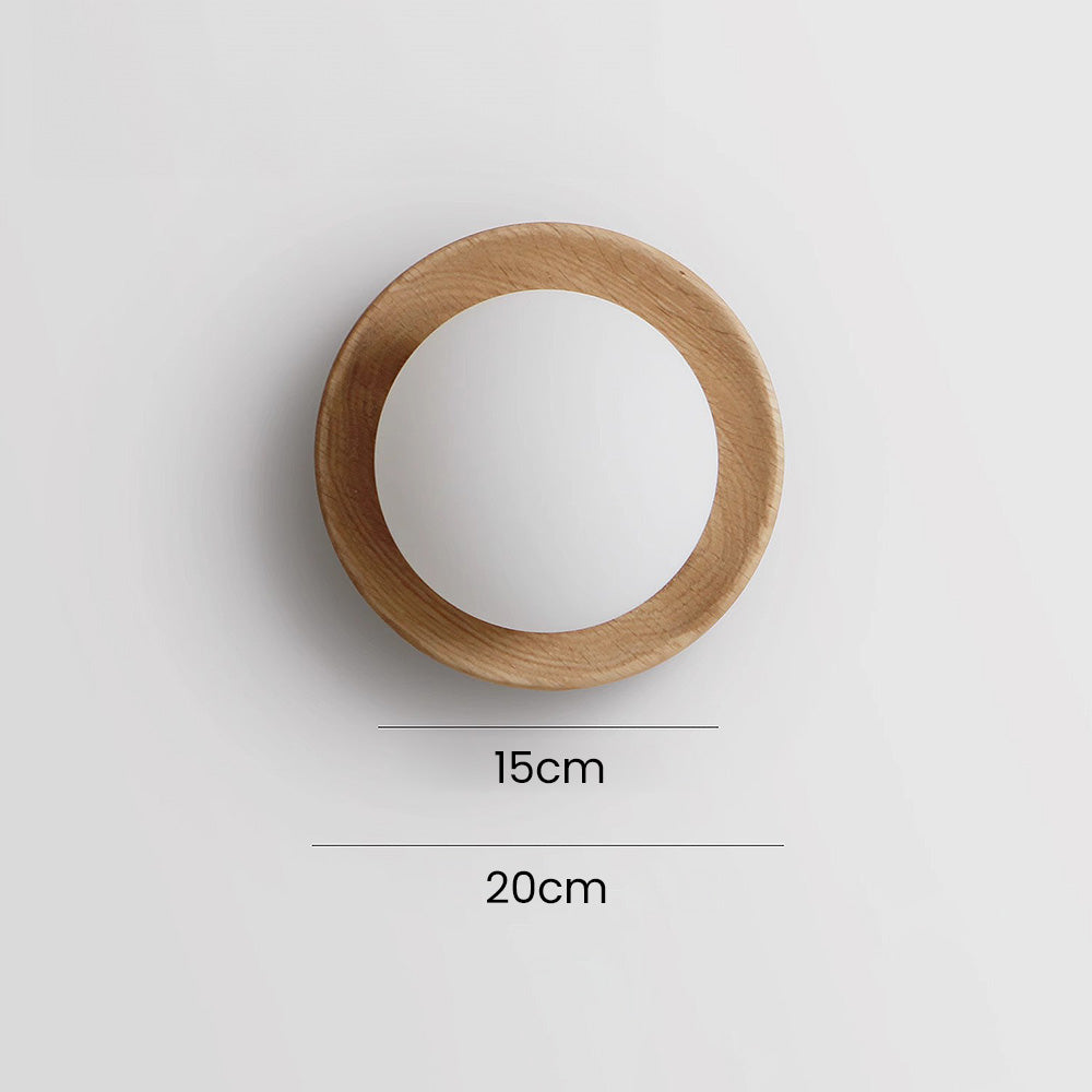 Lampe Murale Simple en Bois Naturel Blanc