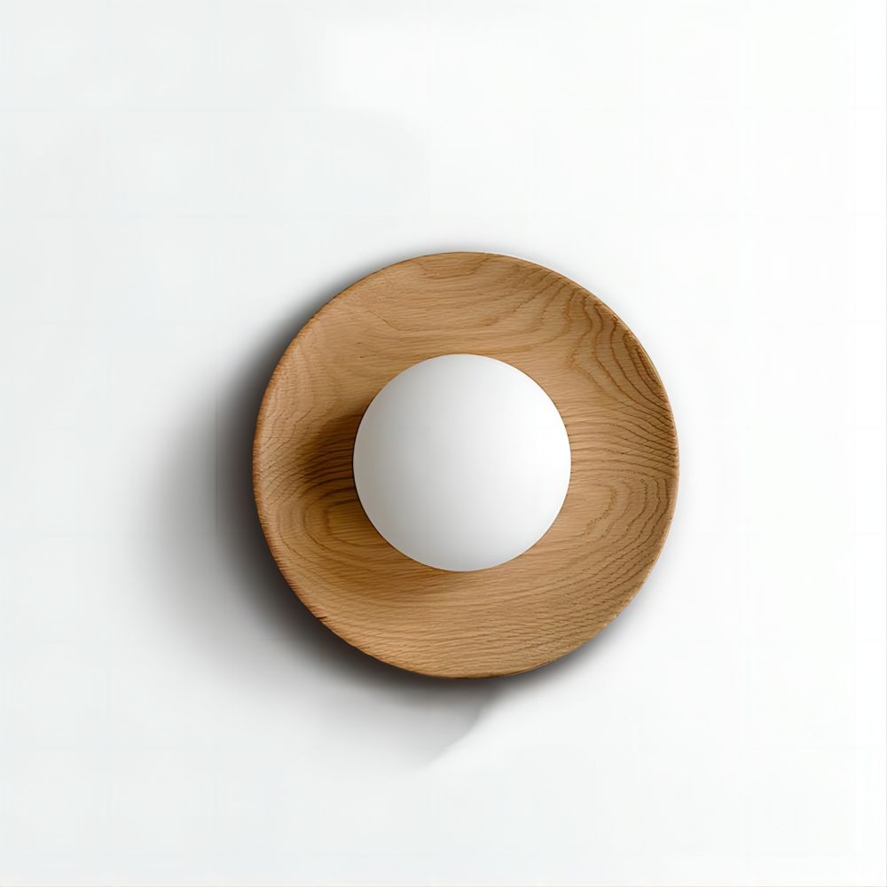 Lampe Murale Simple en Bois Naturel Blanc