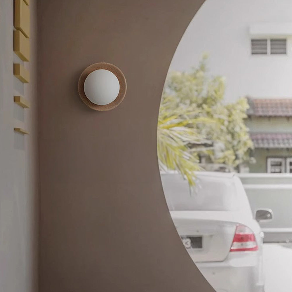Lampe Murale Simple en Bois Naturel Blanc