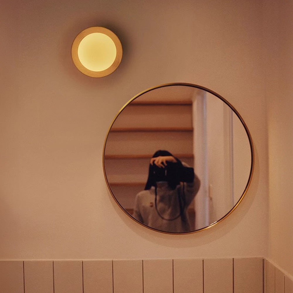 Lampe Murale Simple en Bois Naturel Blanc