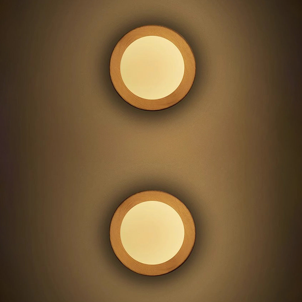 Lampe Murale Simple en Bois Naturel Blanc