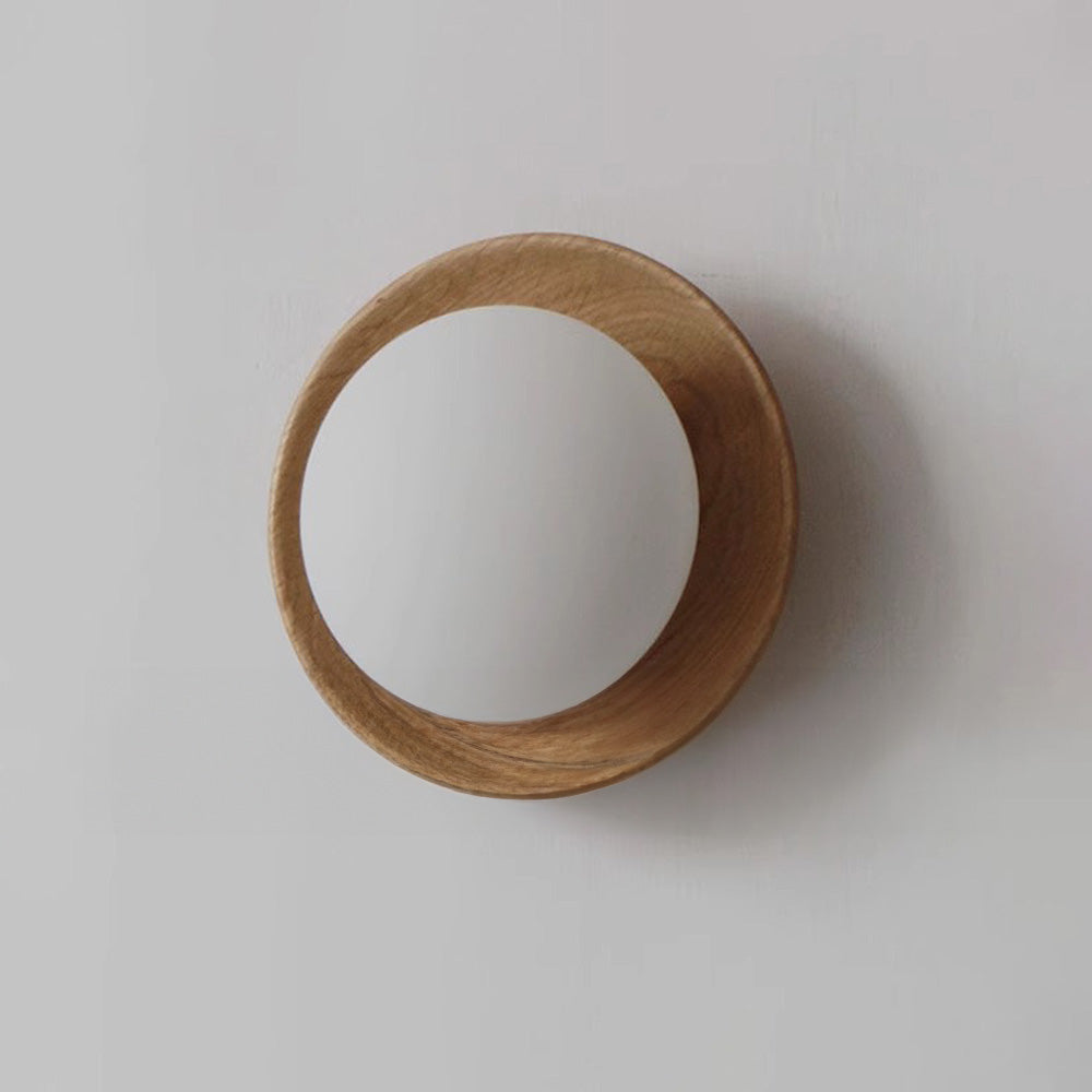 Lampe Murale Simple en Bois Naturel Blanc