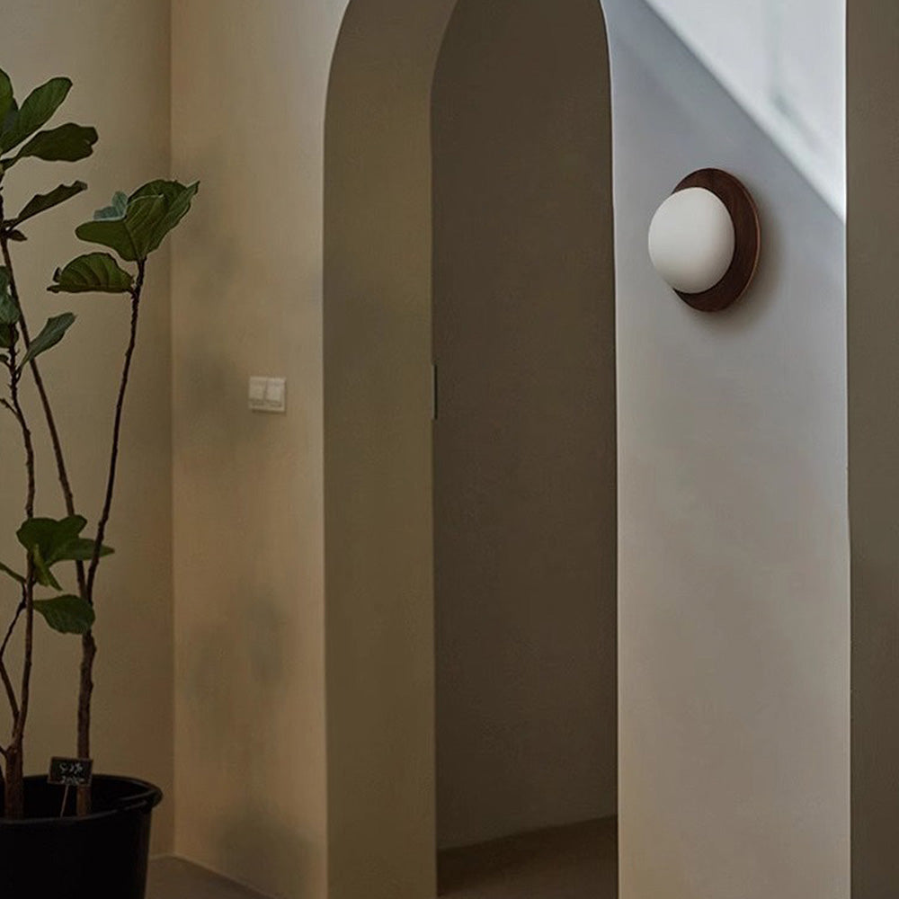 Lampe Murale Simple en Bois Naturel Blanc