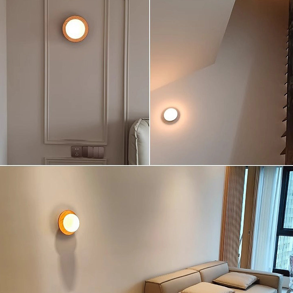 Lampe Murale Simple en Bois Naturel Blanc
