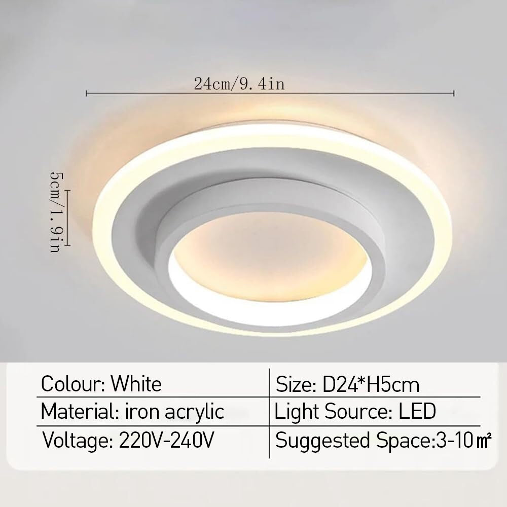 Plafonnier LED Rond Métal & Acrylique – 10W/20W