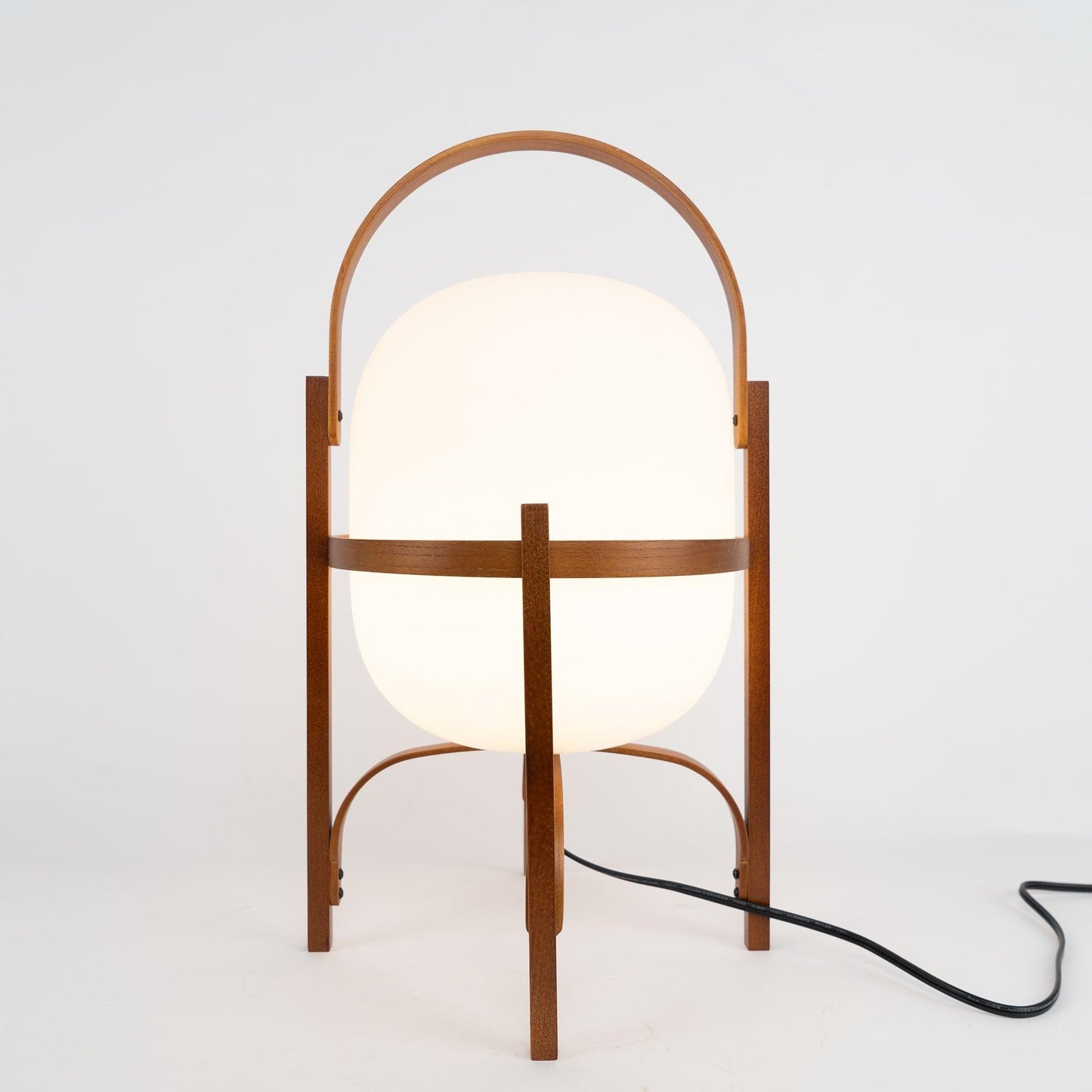 Lampe Nomade en Verre et Bois, Style Lanterne