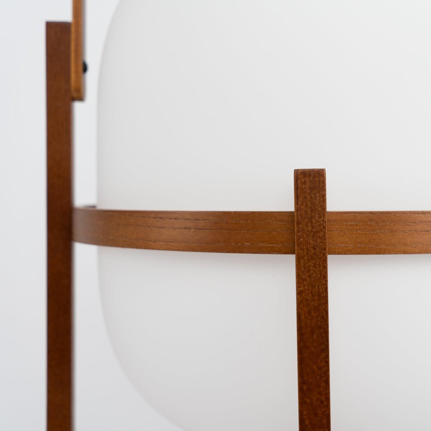 Lampe Nomade en Verre et Bois, Style Lanterne