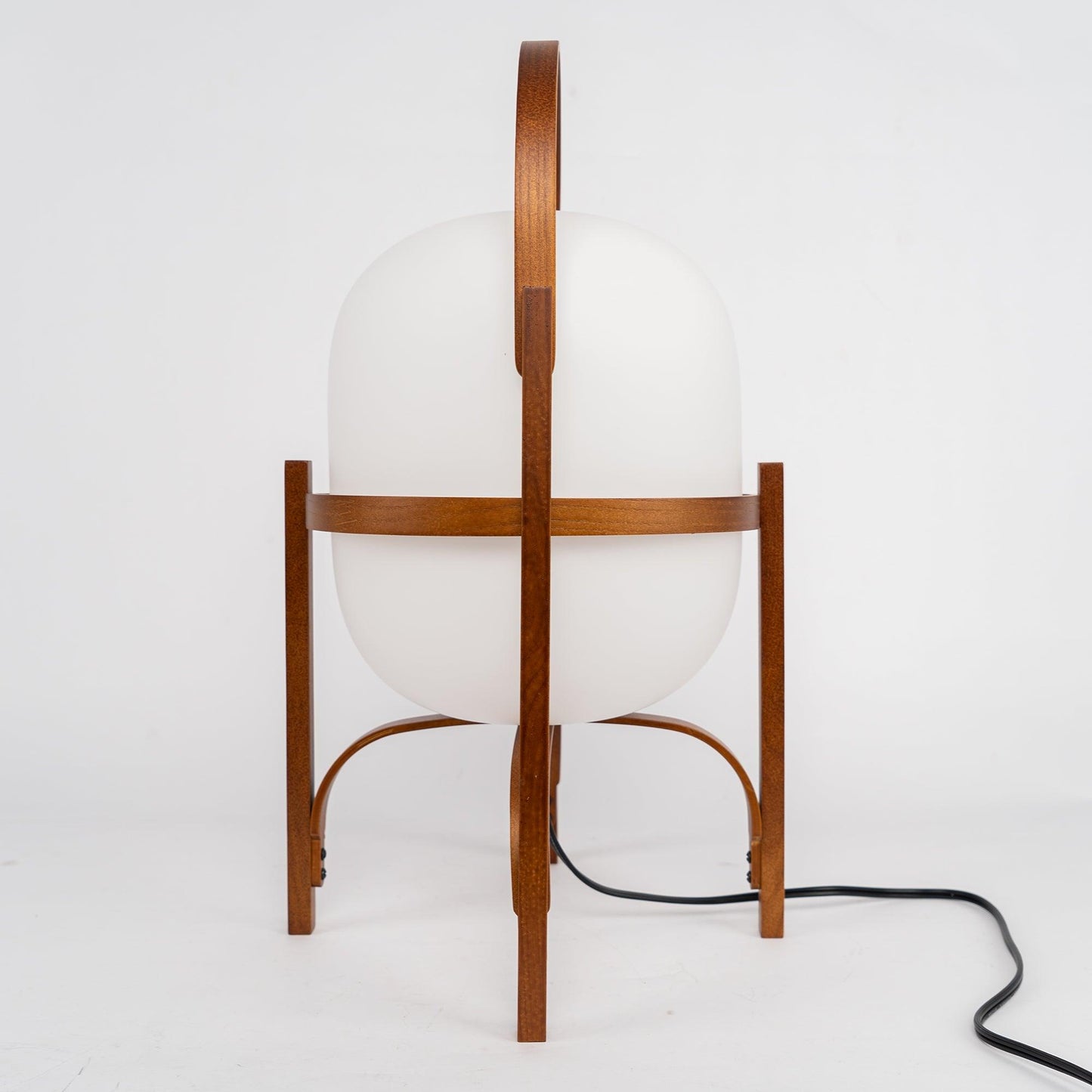 Lampe Nomade en Verre et Bois, Style Lanterne