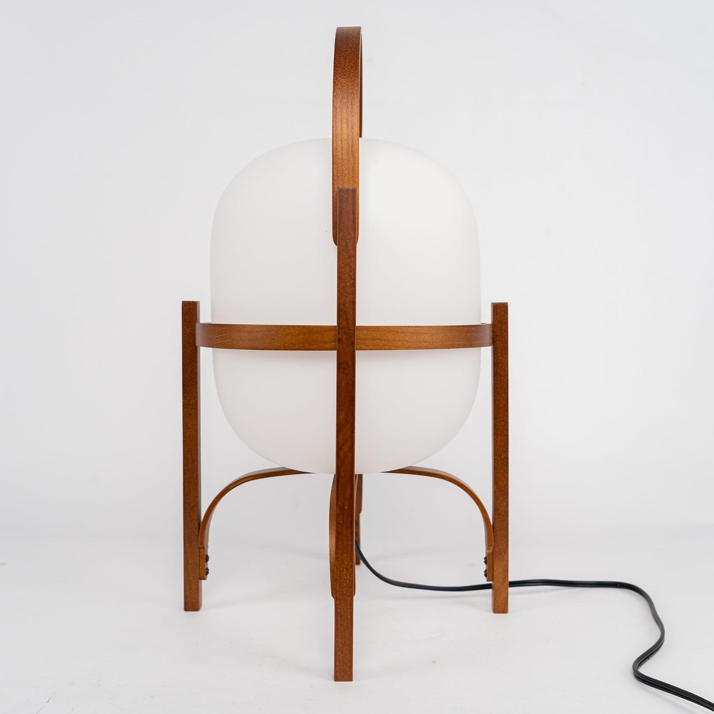 Lampe Nomade en Verre et Bois, Style Lanterne