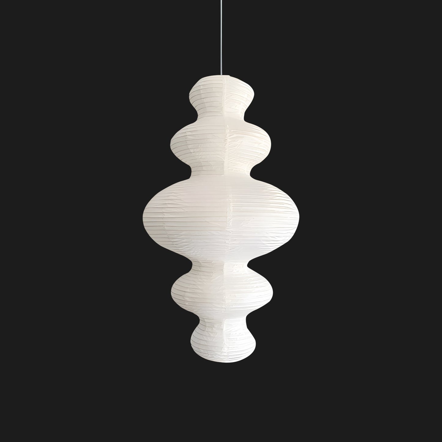 Suspension Akari Juni, Papier Sculpté Blanc, Design Ondulé