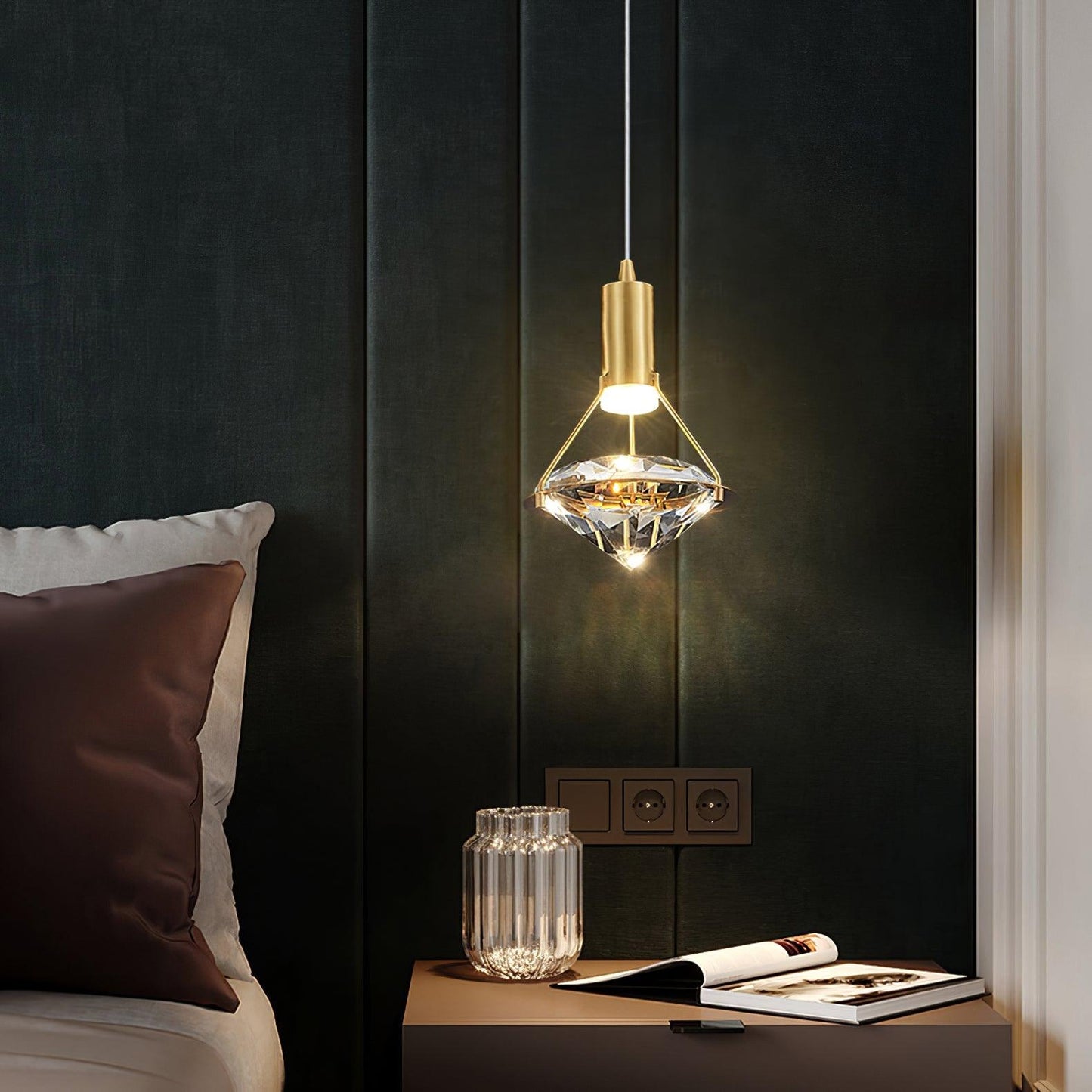 Suspension Moderne Cristal Diamant LED en Laiton